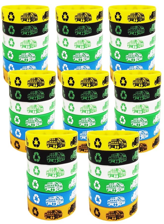 PIBIPAID 48 Garbage truck Theme Rubber Silicone Wristbands Waste Management Recycling Birthday Party Favors Supplies Decorations - Image 1